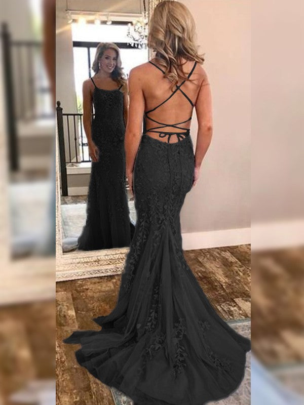 Wholesale Trumpet/Mermaid Sleeveless Off-the-Shoulder Sweep/Brush Train Lace Tulle Dresses